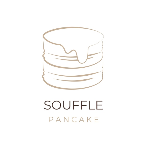 Japanese Souffle Pancake Simple Line Art Vector Illustration Logo