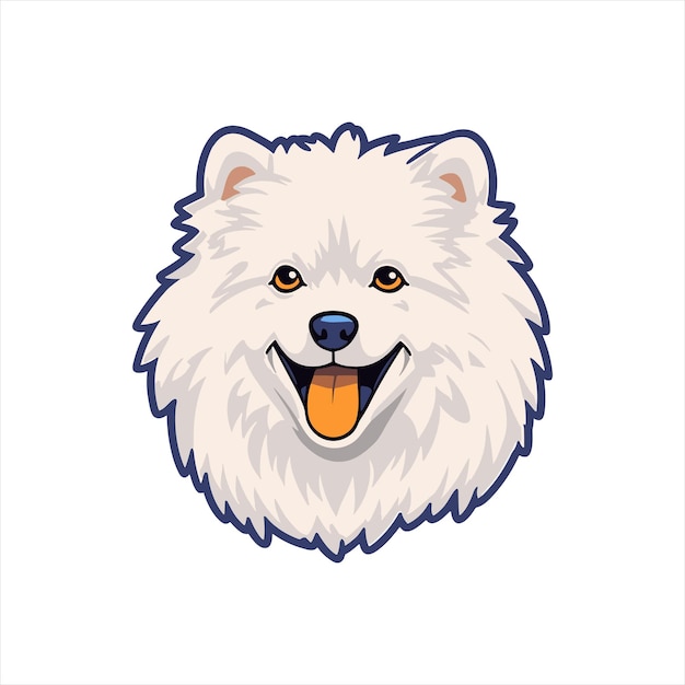 Vector japanese spitz dog breed cute cartoon kawaii character animal pet isolated sticker illustration