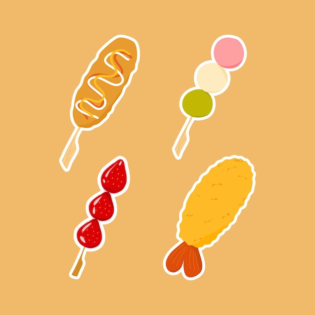 Vector japanese street foods vector illustration