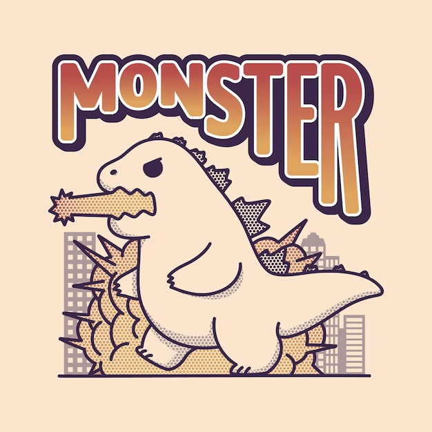 Japanese style cute monster illustration