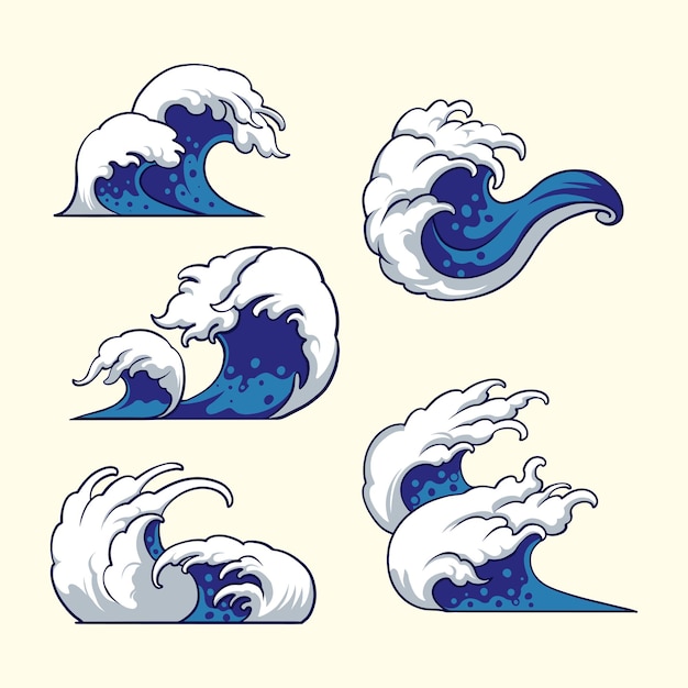 Japanese style wave vector art