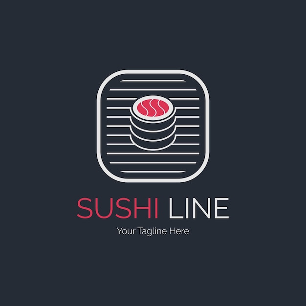 Design del modello di logo stile linea ristorante sushi giapponese per marchio o azienda e altro