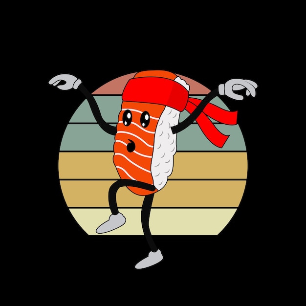 Japanese Sushi Kung Fu Cartoon Vector Design
