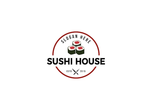 Modello di progettazione logo ristorante sushi giapponese.