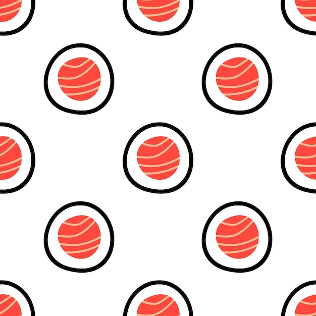 Japanese sushi roll pattern in hand drawn style. Asian food for restaurants menu