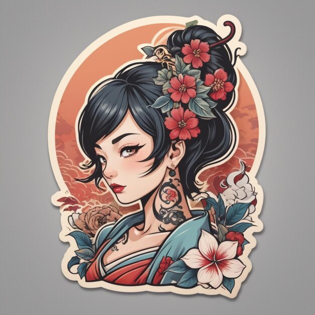 Vector japanese tattoo cartoon vector background