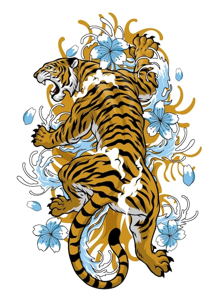 Japanese Tattoo Design with Tiger