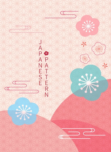 Japanese template Floral ornament pink background Japanese style sakura flowers and cloud texture