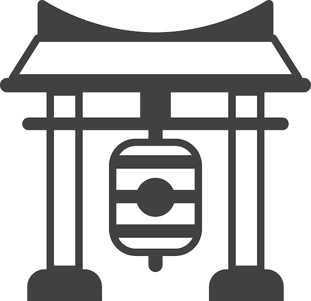 Vector japanese temple arch illustration in minimal style