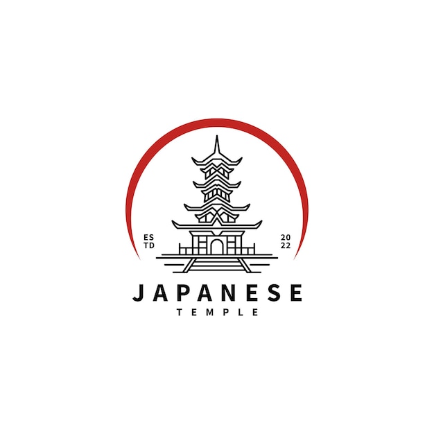 Japanese temple vector icon illustration logo design