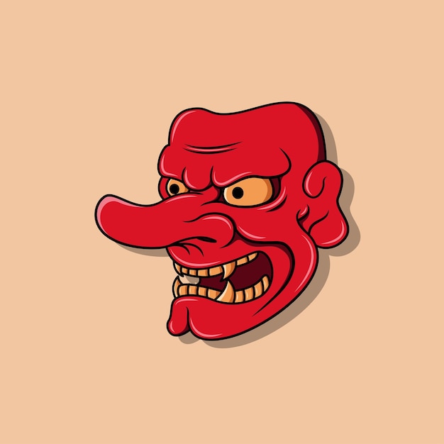 Vector japanese tengu mask vector illustration