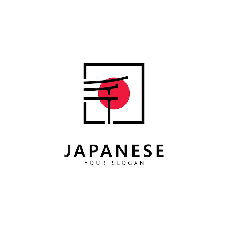 Vector japanese torii gate illustration simple torii gate sign logo design vector
