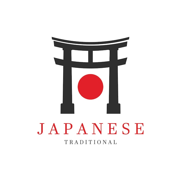 Vector japanese torii gate logo design vector illustration