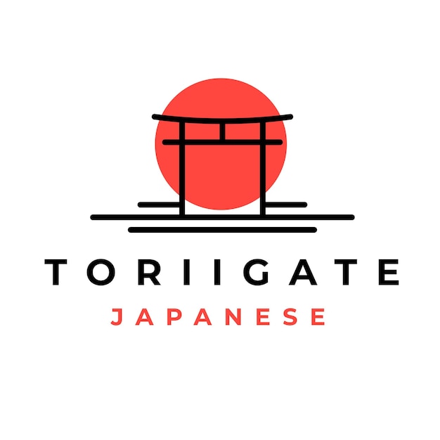 Japanese Torii Gate Temple Logo Vector Illustration