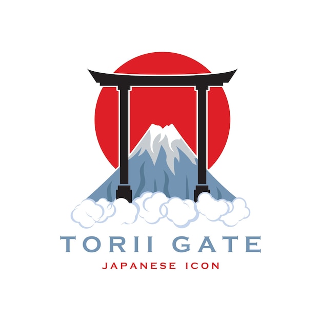 Japanese torii gate vector and illustration with slogan template