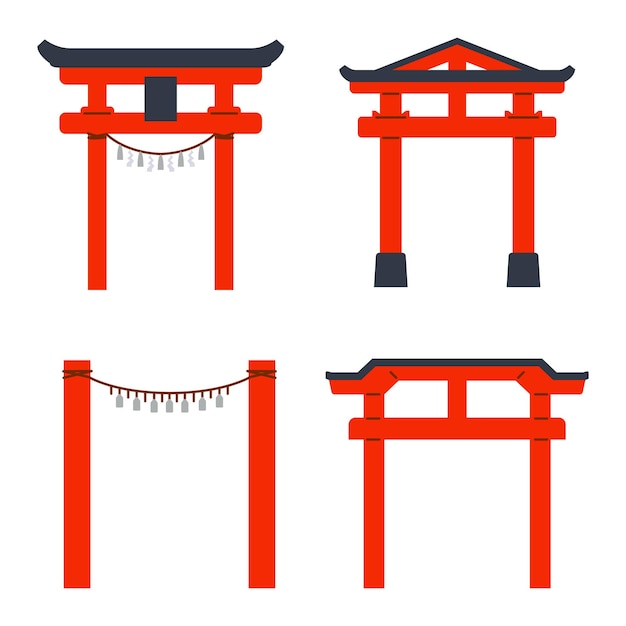 Japanese torii gates simple flat illustration
