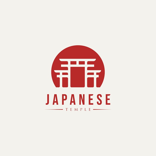 Японский храм Торри Гейт логотип вектор иллюстрации дизайн простой азиатский традиционный ориентир логотип
