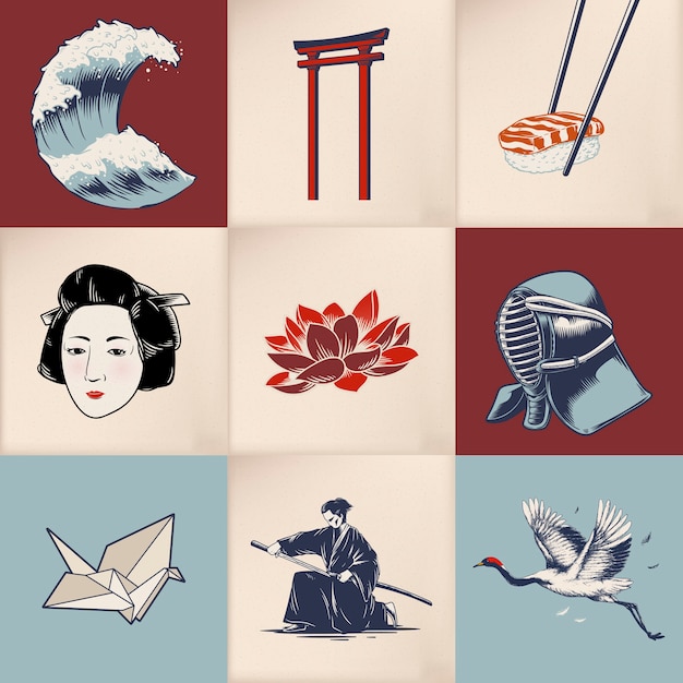 Vector japanese tradition style vectors