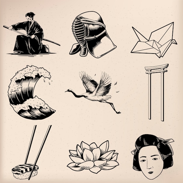 Japanese tradition style vectors