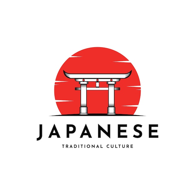Вектор Креативная идея дизайна логотипа тории японской традиционной культуры