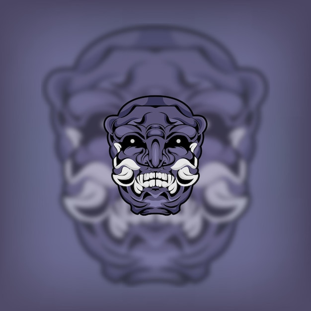 Vector japanese traditional demon mask illustration