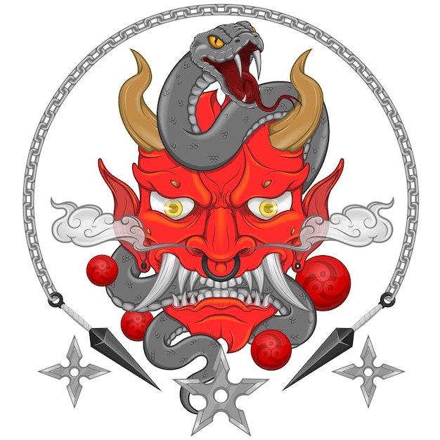 Japanese traditional demon with snake