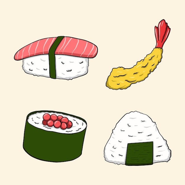 Japanese traditional food sticker collection