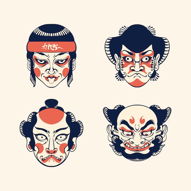 Vettore arte vettoriale maschera tradizionale giapponese