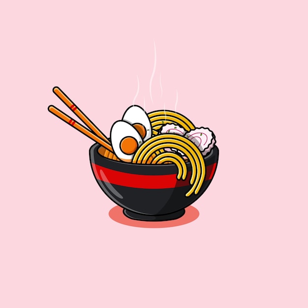 Japanese traditional ramen noodles illustration