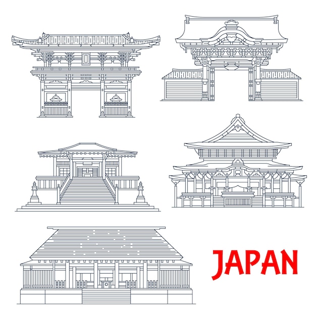 Japanese travel landmarks with buildings of Tokyo