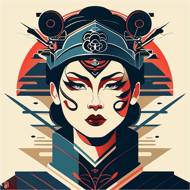 Premium Vector | Japanese ukiyoe art meets modern ink in geisha tattoo