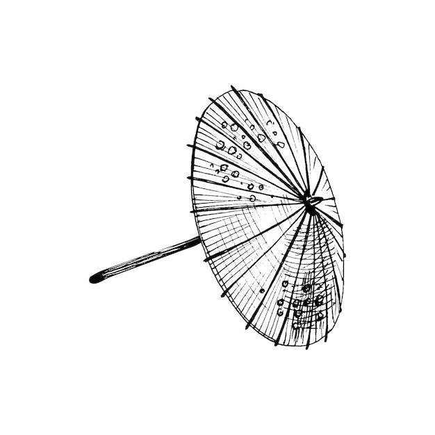 벡터 일본 우산. 빈티지 벡터 해칭 그림입니다. 화이트 절연