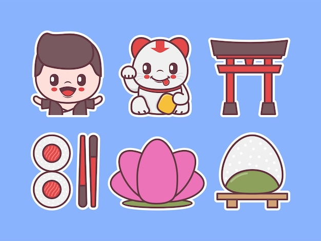 Japanese vector elements illustration icon stickers