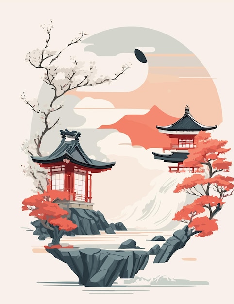 Vector japanese vibes with kanji typography