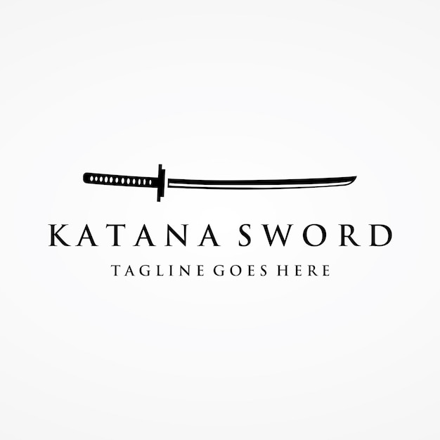 Vector japanese vintage katana samurai sword logo templatejapanese heritage sword vector illustration