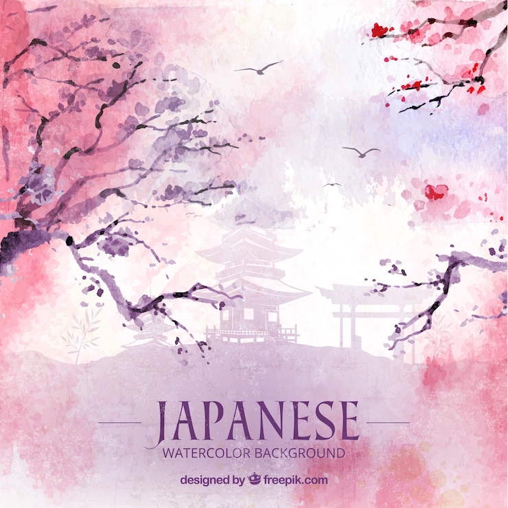 Vector japanese watercolor background 