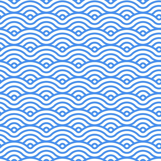 japanese wave geometric seamless pattern blue and white circle fish scale imitation traditional