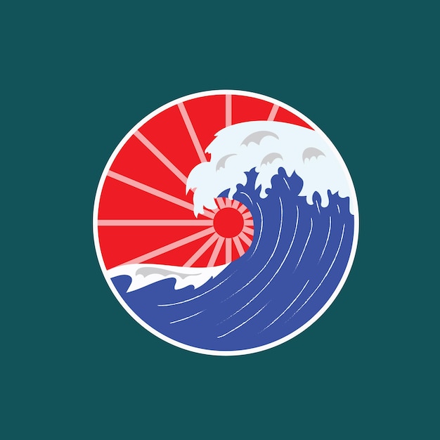 日本の波のロゴのテンプレート