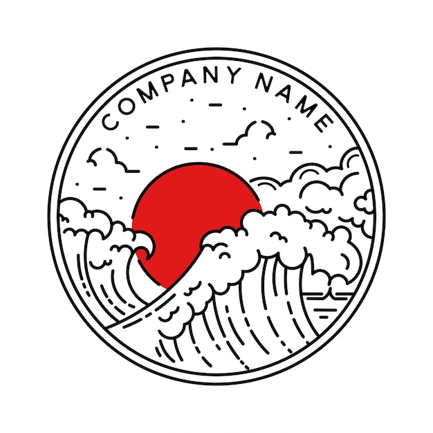 Japanese wave outdoor monoline badge 