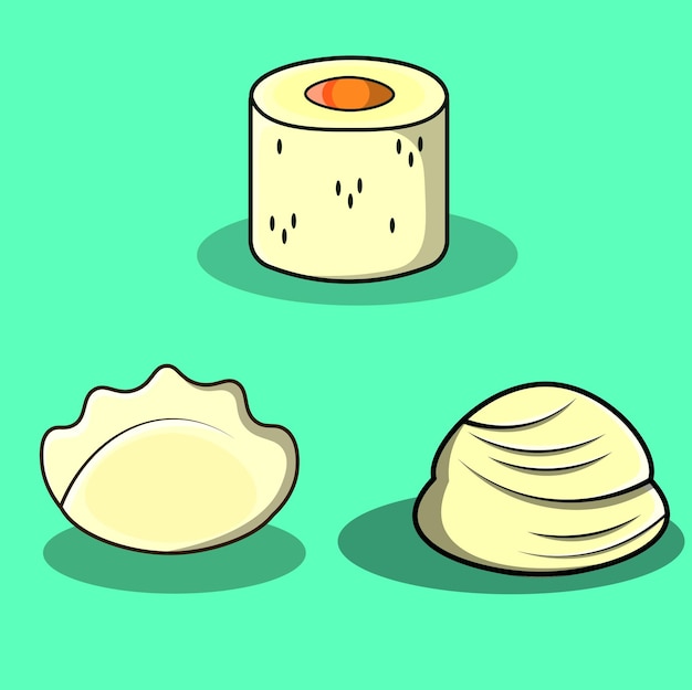 日本の白い食べ物アイコンパックベクトルセット
