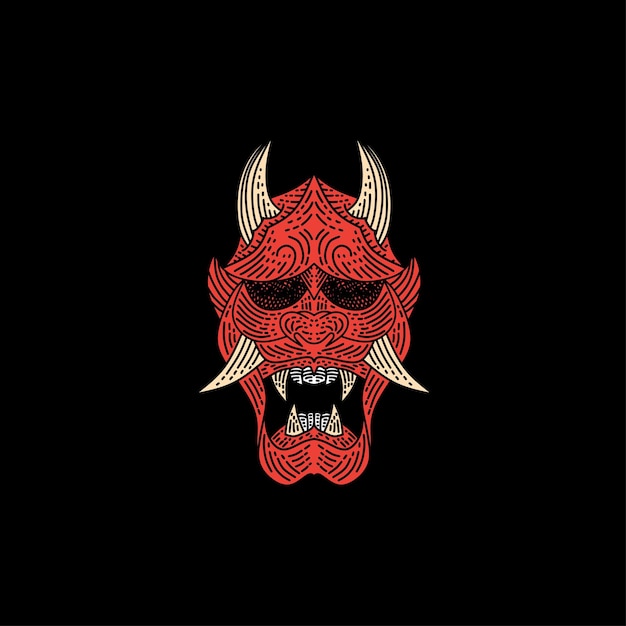 Vector japans demon oni mask-logo-ontwerp