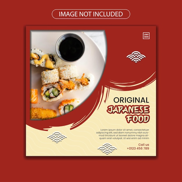 Vector japans eten flyer vierkant