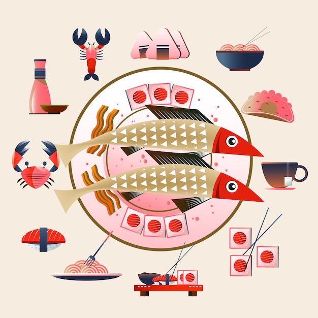 Japans eten illustratie