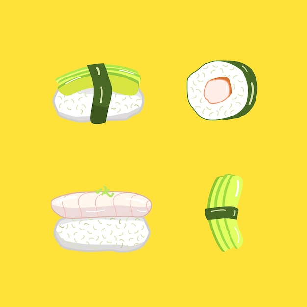 Japans eten sushi variant collectie illustratie