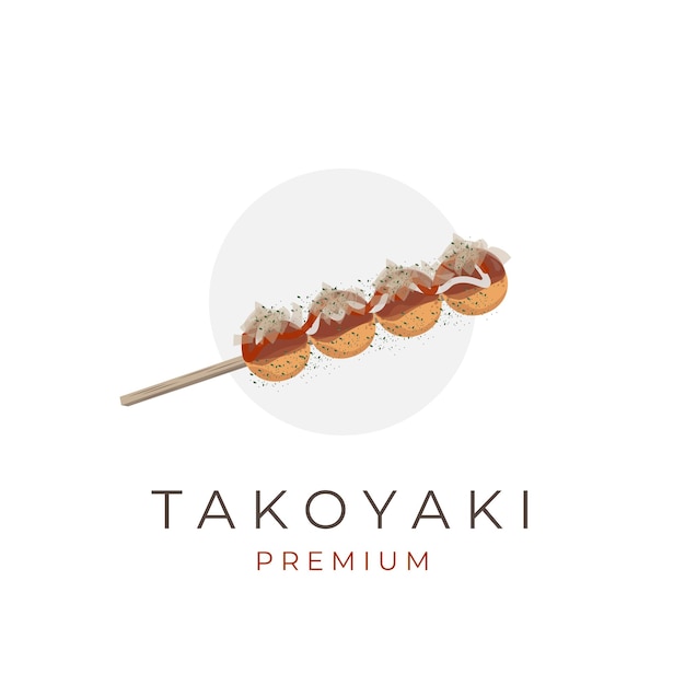 Vector japans eten takoyaki stick vector illustratie logo