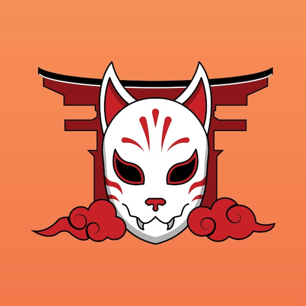 Japans kitsune-masker, vectorillustratie