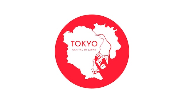 japans vlag plat ontwerp met hoofdstad tokyo in het midden