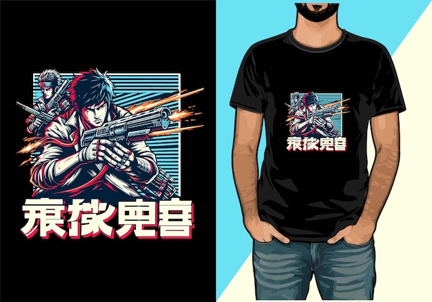 Japanse cartoon Martial art action vector t-shirt ontwerp