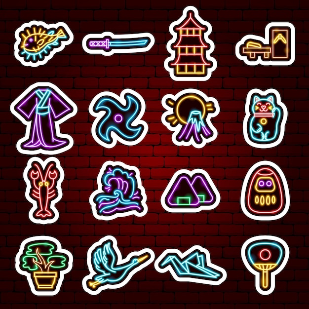 Japanse cultuur neon stickers