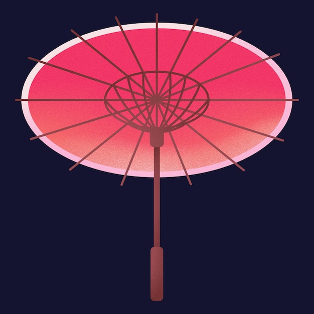 Vector japanse cultuur schattige personages rode wagasa paraplu sticker
